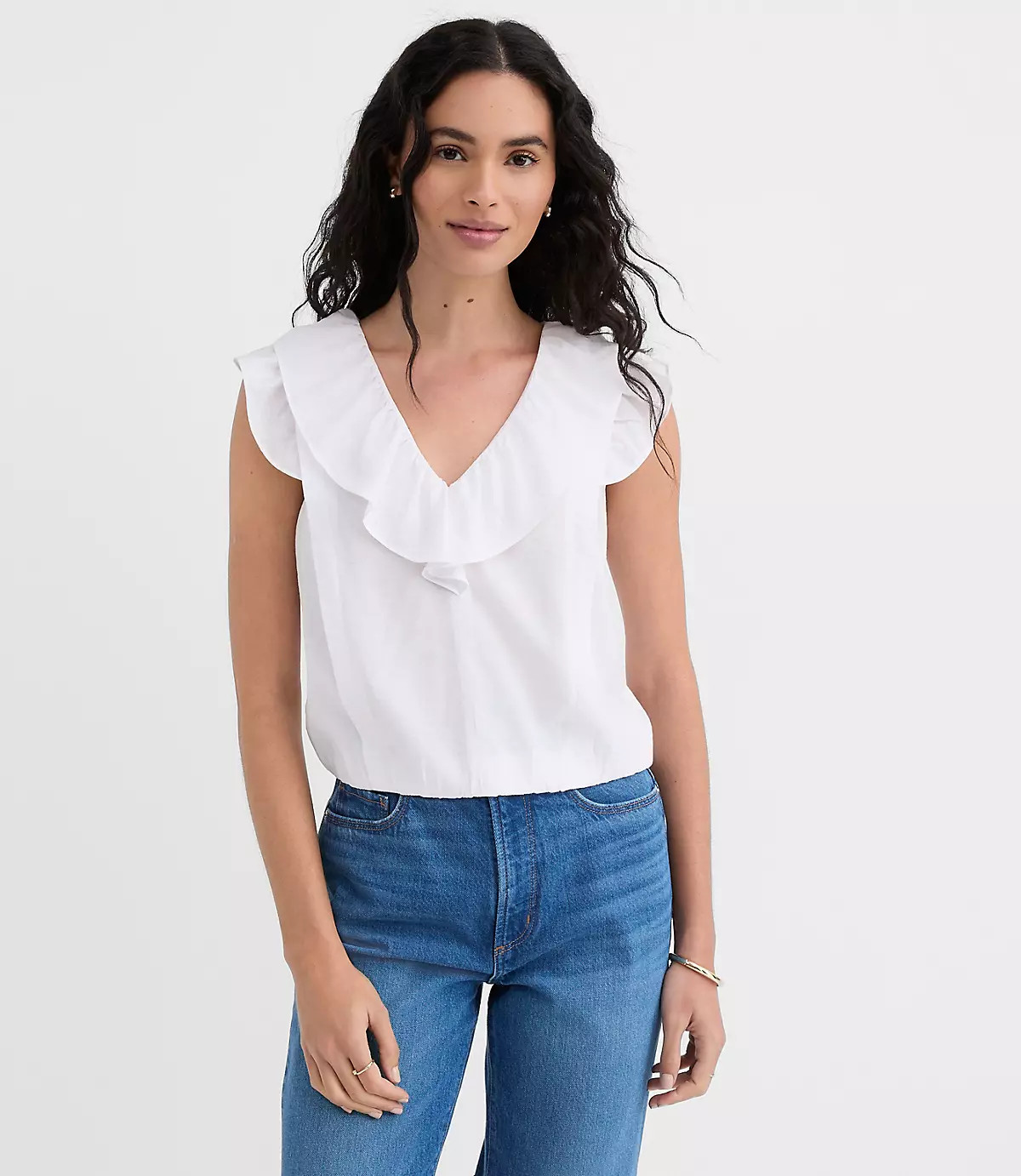 Ruffle V-Neck Top | LOFT