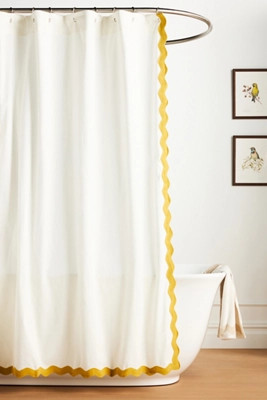 Maeve by Anthropologie Embroidered Scalloped Cotton Shower Curtain | Anthropologie (US)