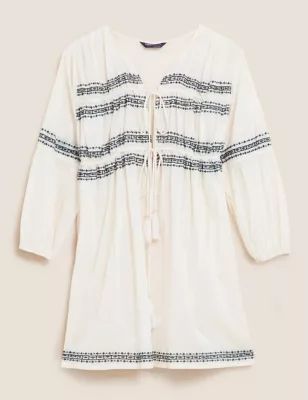 Pure Cotton Embroidered Mini Beach Dress | Marks & Spencer (UK)