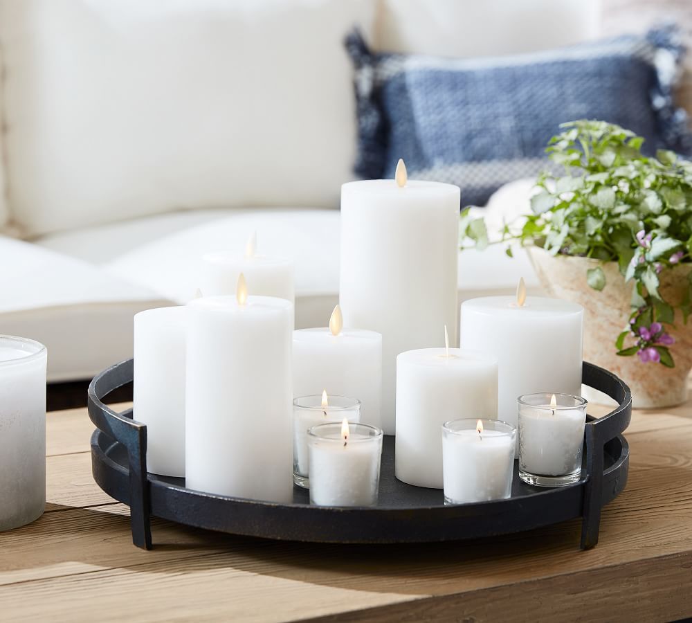 Premium Flickering Flameless Wax Pillar Candles | Pottery Barn (US)