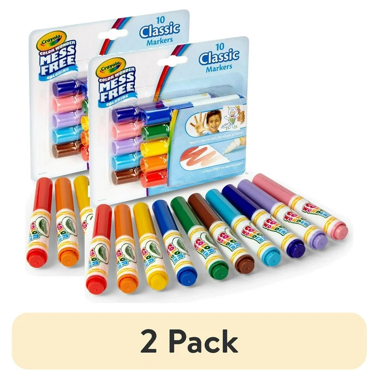 (2 pack) Crayola Color Wonder Mini Markers, 10 Ct, Classic Colors, Toddler Art Supplies, Travel A... | Walmart (US)
