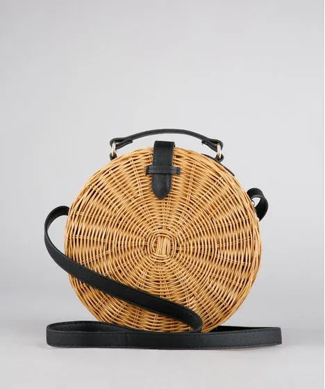 Bolsa Feminina de Palha Redonda Média Transversal  Bege | C&A (BR)