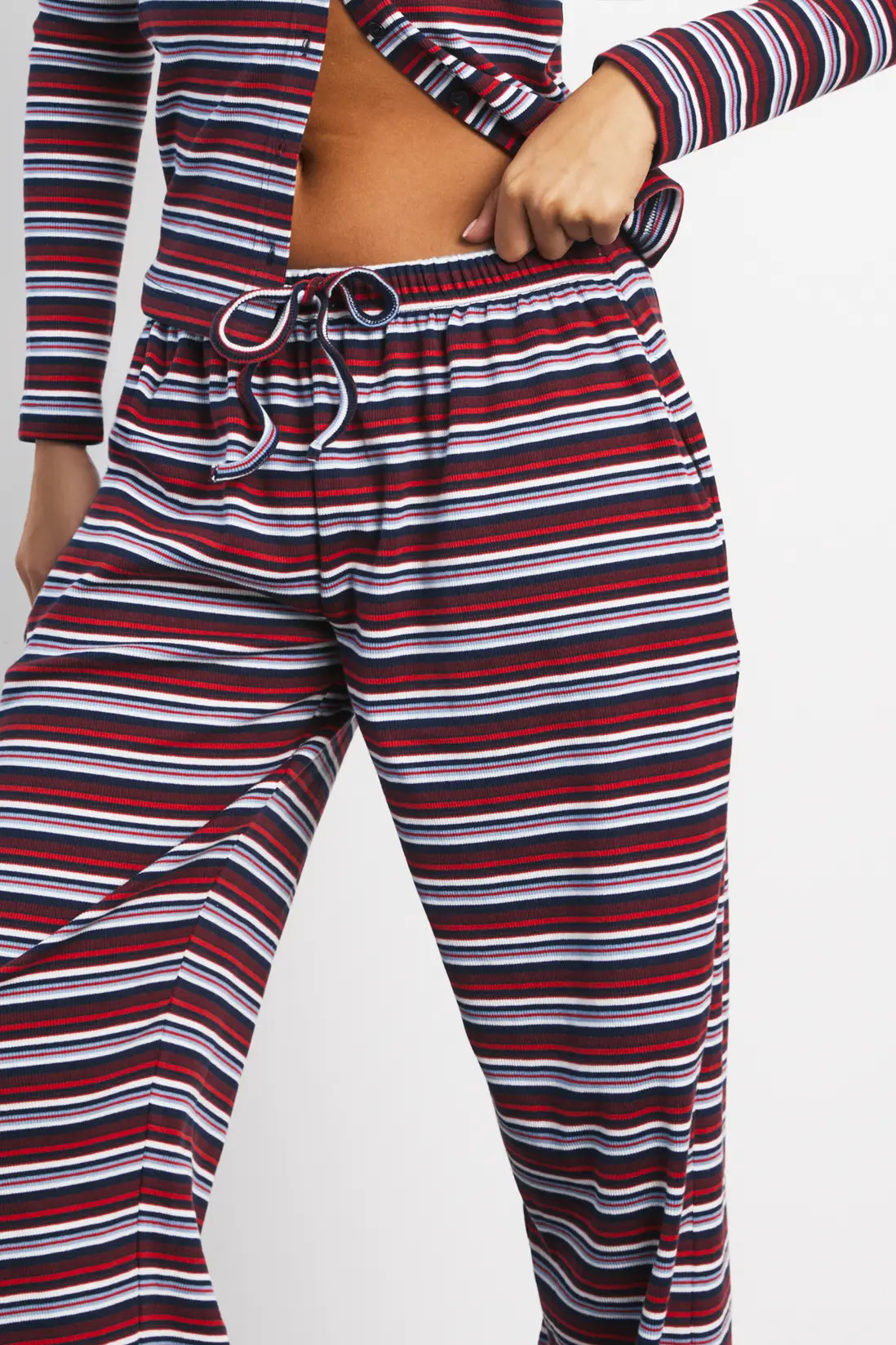 Navy Stripe Straight Leg Trouser | Boohoo | Boohoo.com (UK & IE)