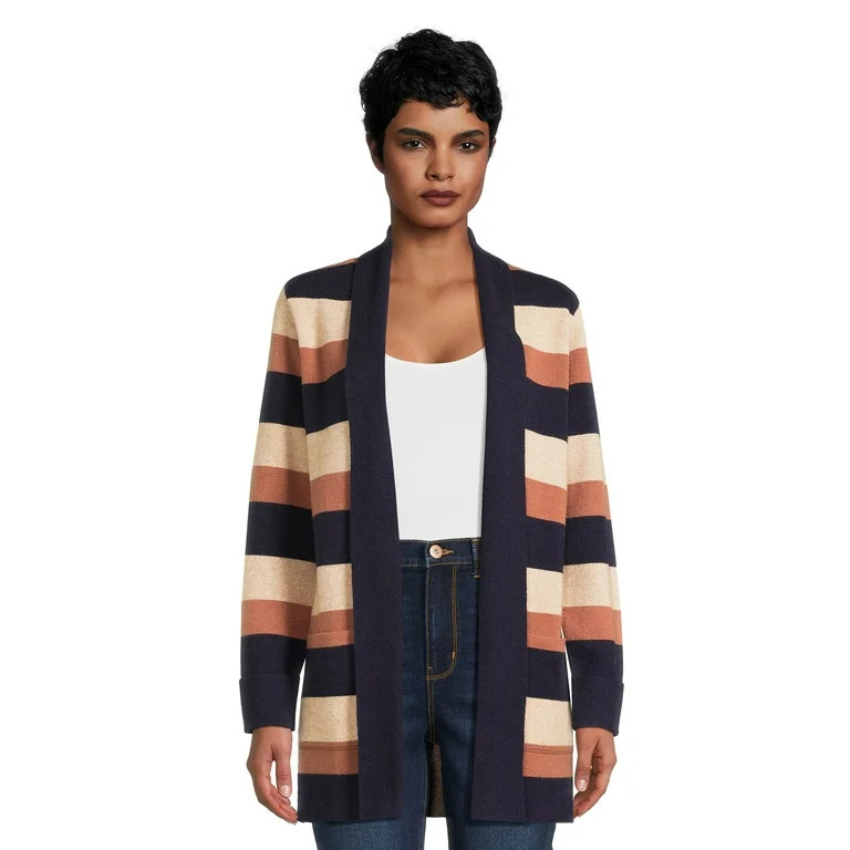 99 Jane Street Women's Open Front Cardigan Sweater with Long Sleeves, Midweight, Sizes XS-XXXL | Walmart (US)