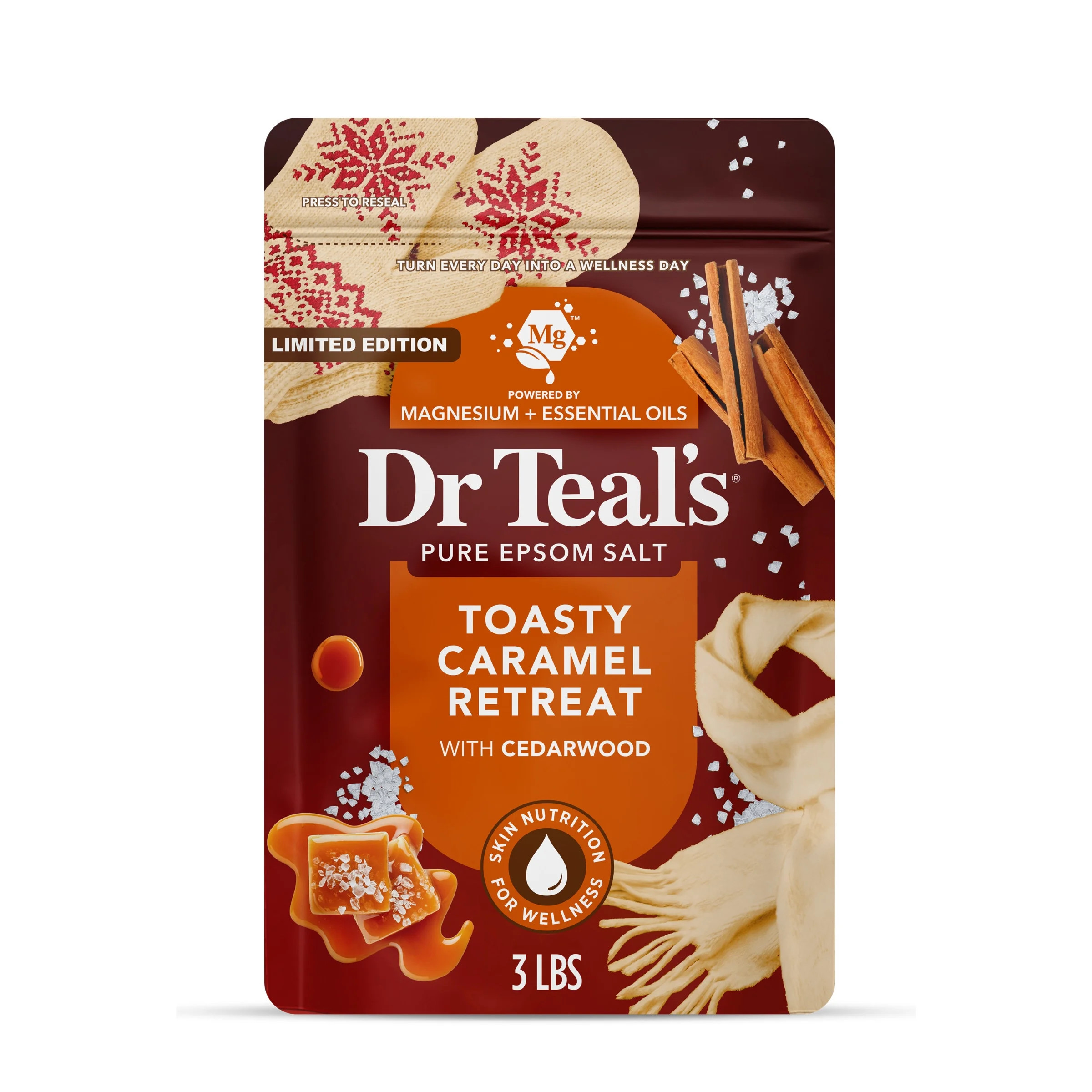 Dr Teal's Toasty Caramel Epsom Salt Magnesium Bath Soak, Essential Oil, 3 lbs | Walmart (US)