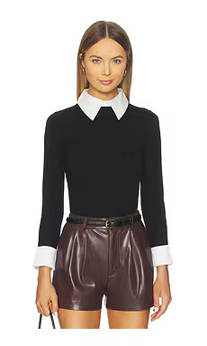 Alice + Olivia Porla Collared Sweater in Black from Revolve.com | Revolve Clothing (Global)