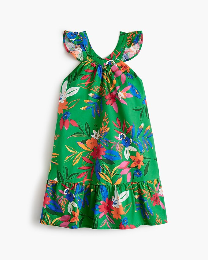 Girls' tropical-print ruffle dress | J.Crew Factory