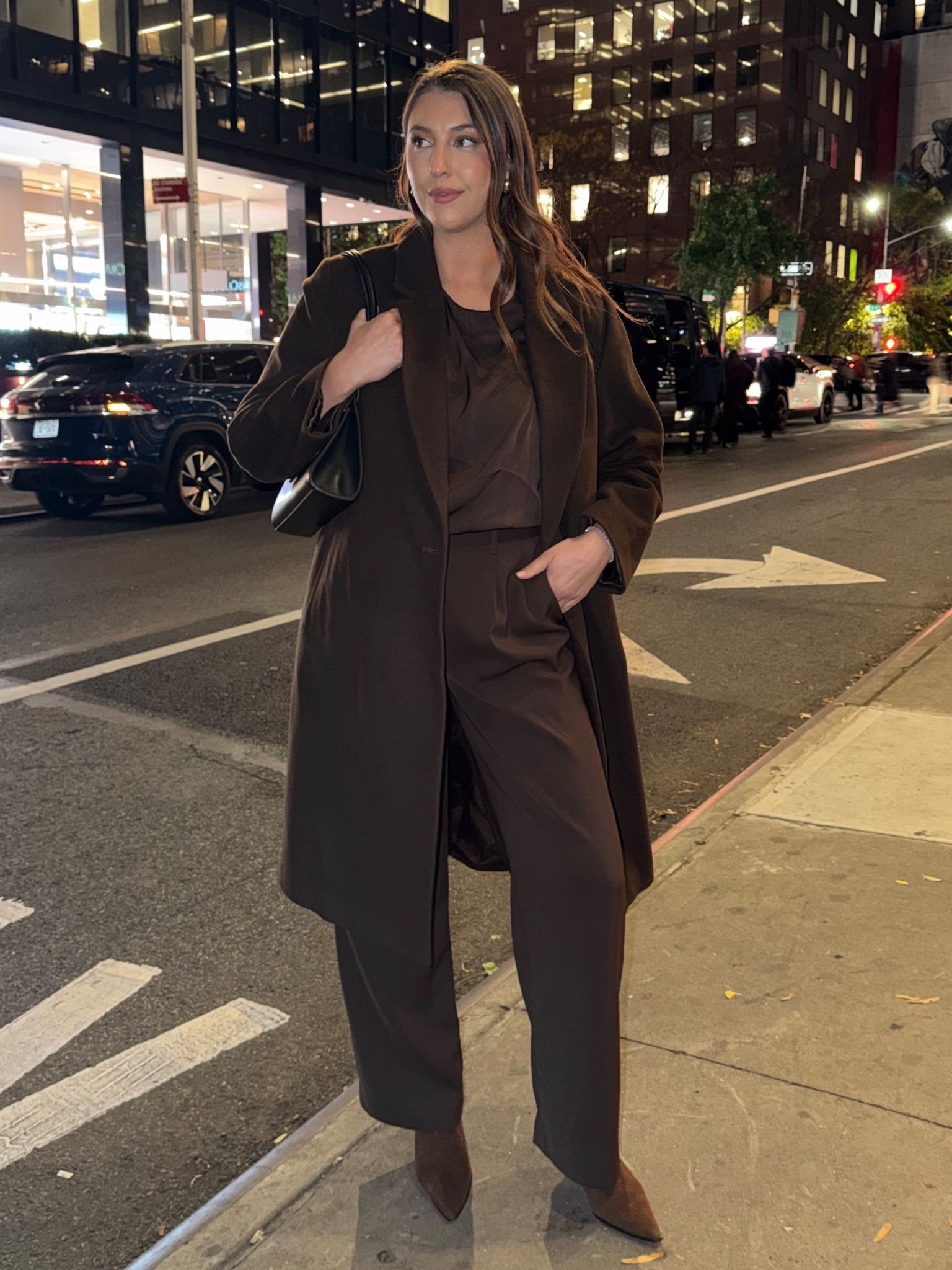 Moody neutrals for a city night out. A tailored brown set layered with a sleek coat is my go-to for evenings that call for polished but effortless. Classic, elevated, and timeless with just the right amount of edge.

Keywords: brown outfit, neutral outfit, city night look, tailored trousers, blazer outfit, long coat, fall outfit, chic street style, elevated basics, minimalist fashion, capsule wardrobe, night out outfit

#LTKWorkwear #LTKootd #LTKU