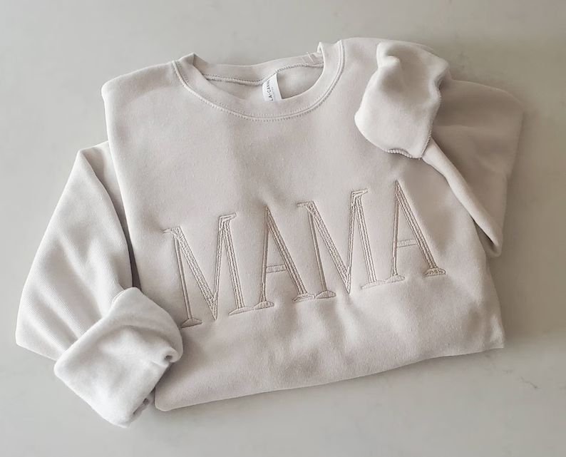 MAMA Neutral Embroidered Sweatshirt- Plus Sizes | Etsy (US)
