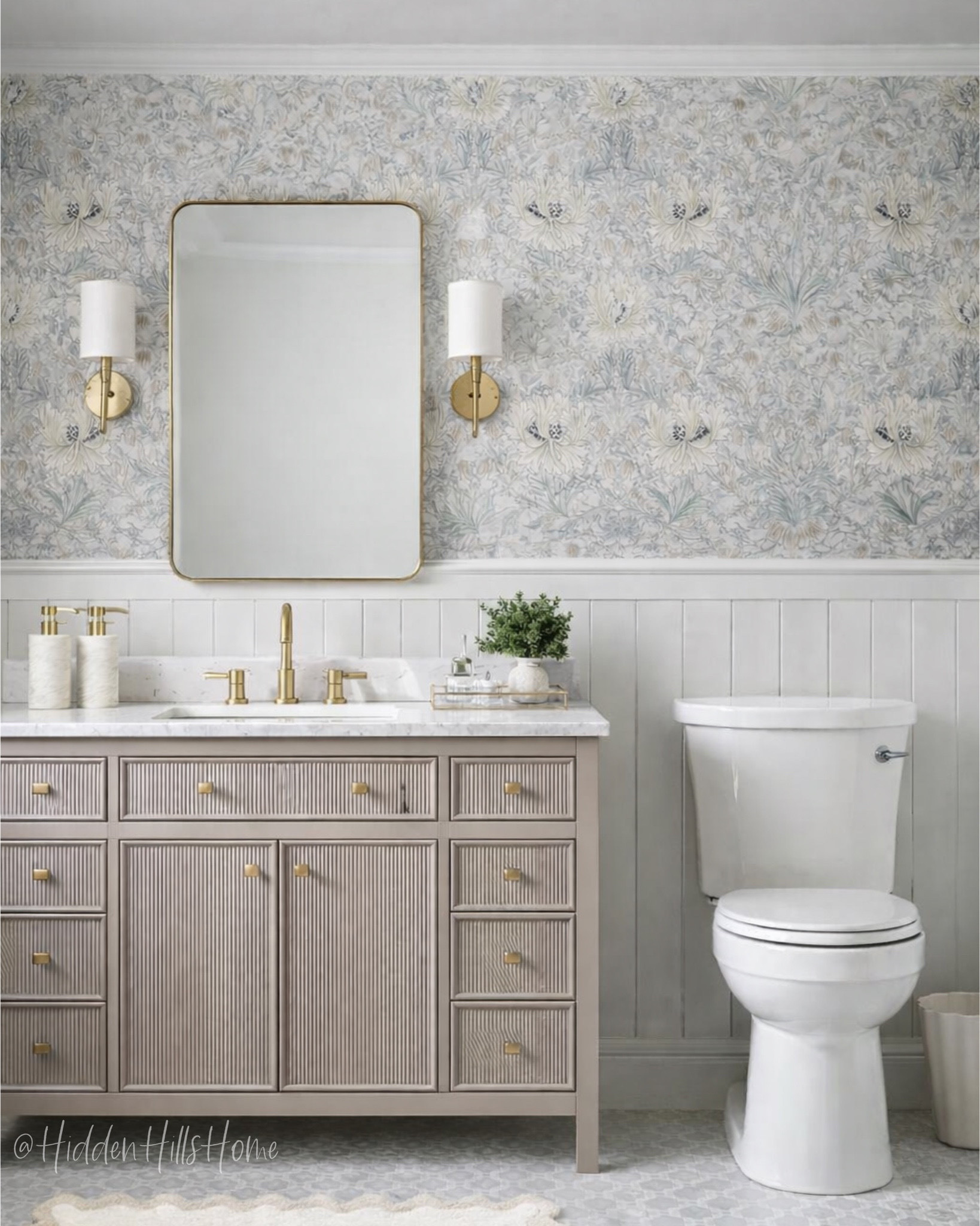 Bathroom Decor, bathroom vanity, home decor, powder bath, bathroom design, bath rug #bathroom
Wall color is SW Reflection

#LTKHome #LTKSaleAlert