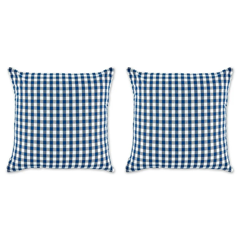 Set of 2 Blue And White Checkered Square Soft Pillow Covers, 20" | Walmart (US)