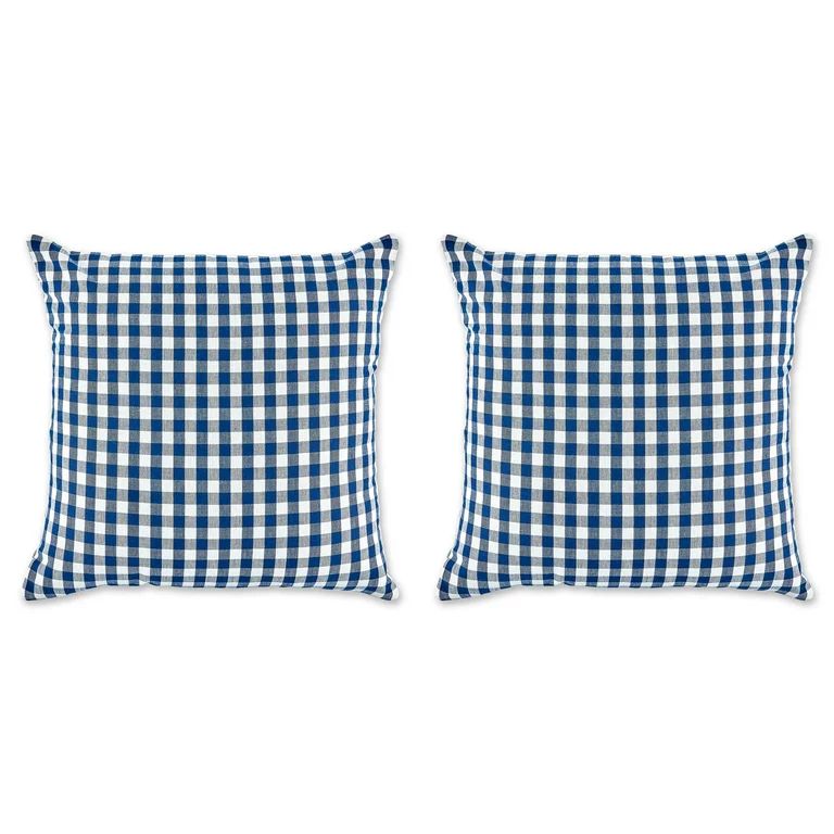Set of 2 Blue And White Checkered Square Soft Pillow Covers, 20" | Walmart (US)