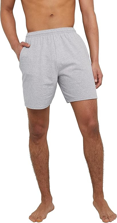 Hanes Men's Athletic Shorts, Favorite Cotton Jersey Shorts, Pull-On Knit Shorts with Pockets, Kni... | Amazon (US)