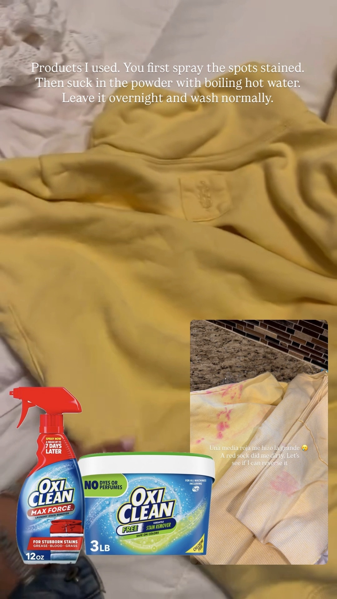 A red sock did me dirty… but using these two I managed to salvage them! Spot treat with the spray, and then soak overnight with the powder on boiling hot water  

#LTKmorningroutine #LTKvlog #LTKmomlife