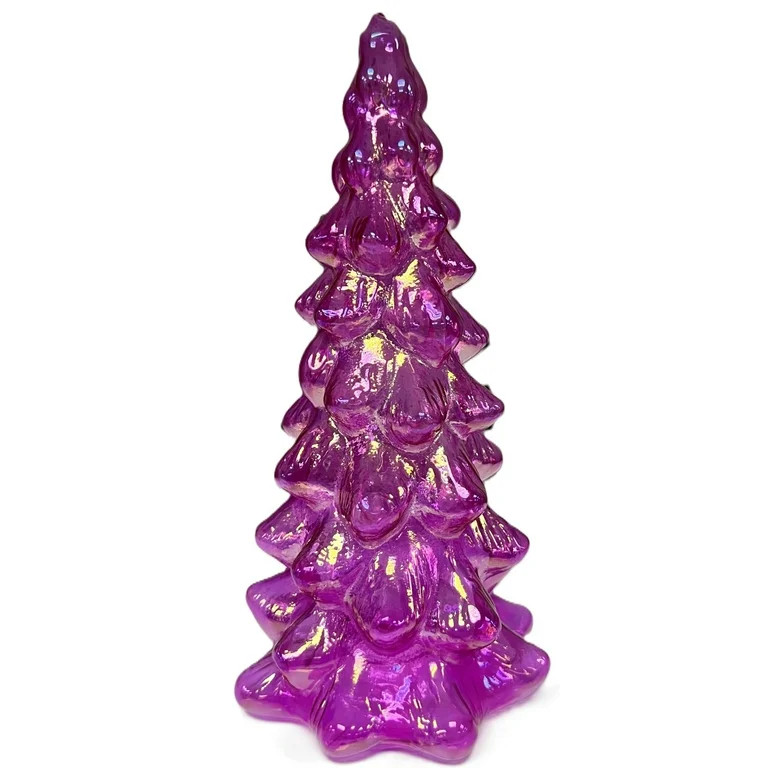 Christmas Iridescent Pink Glass Tree Table Décor or Mantel Decoration, 8", by Holiday Time | Walmart (US)