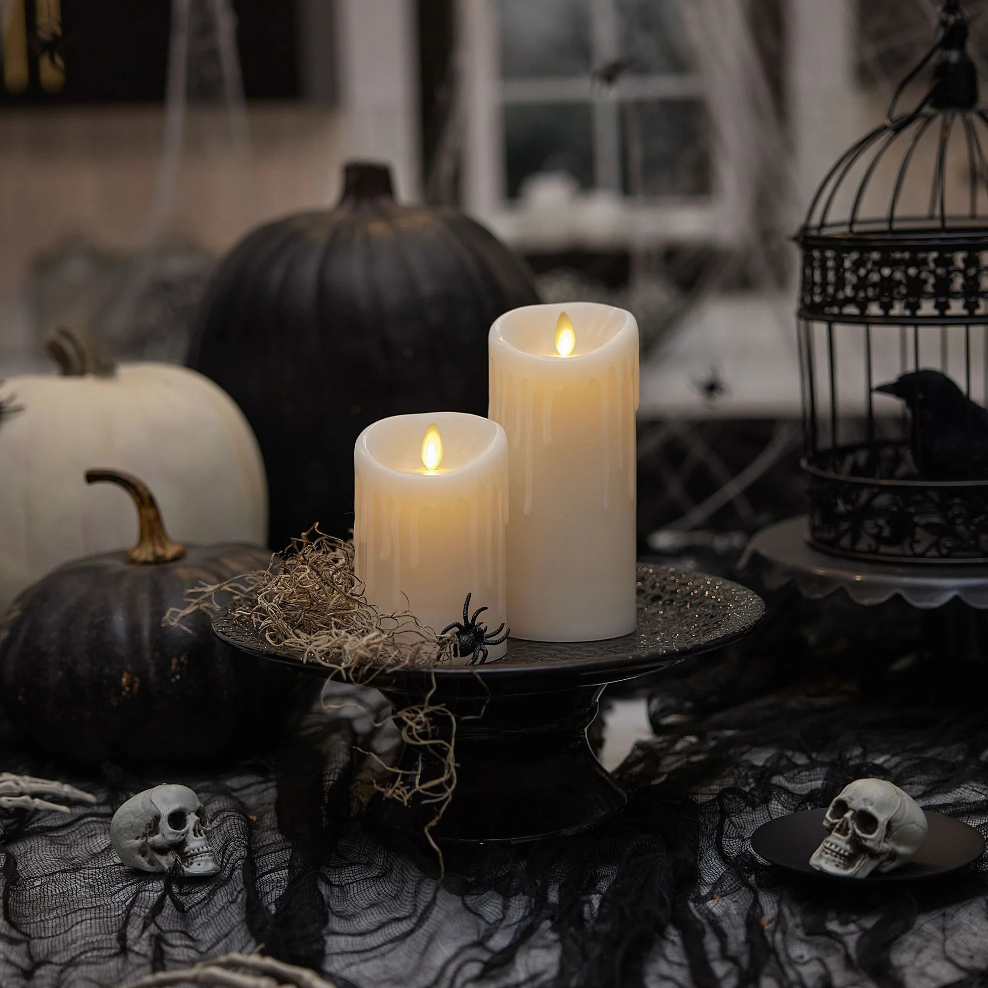 White Wax Drip Flameless Candle Pillar | Luminara