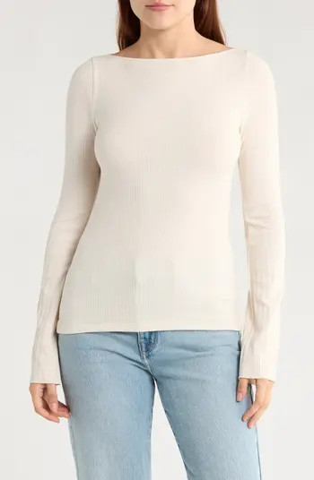 Madewell Boat Neck Long Sleeve Rib Top | Nordstromrack | Nordstrom Rack