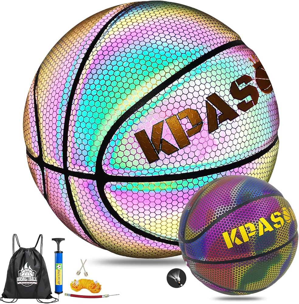 Holographic Basketball - Size 5 (27.5"), Size 6 (28.5"), Size 7 (29.5") Indoor/Outdoor Reflective... | Amazon (US)