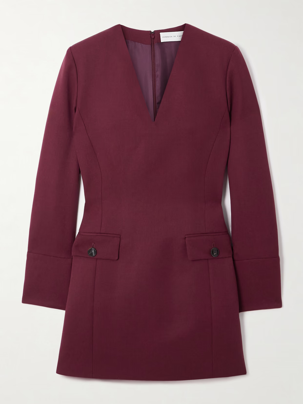 Veronica de Piante - Elsie Grain De Poudre Wool Mini Dress - Burgundy | NET-A-PORTER (US)