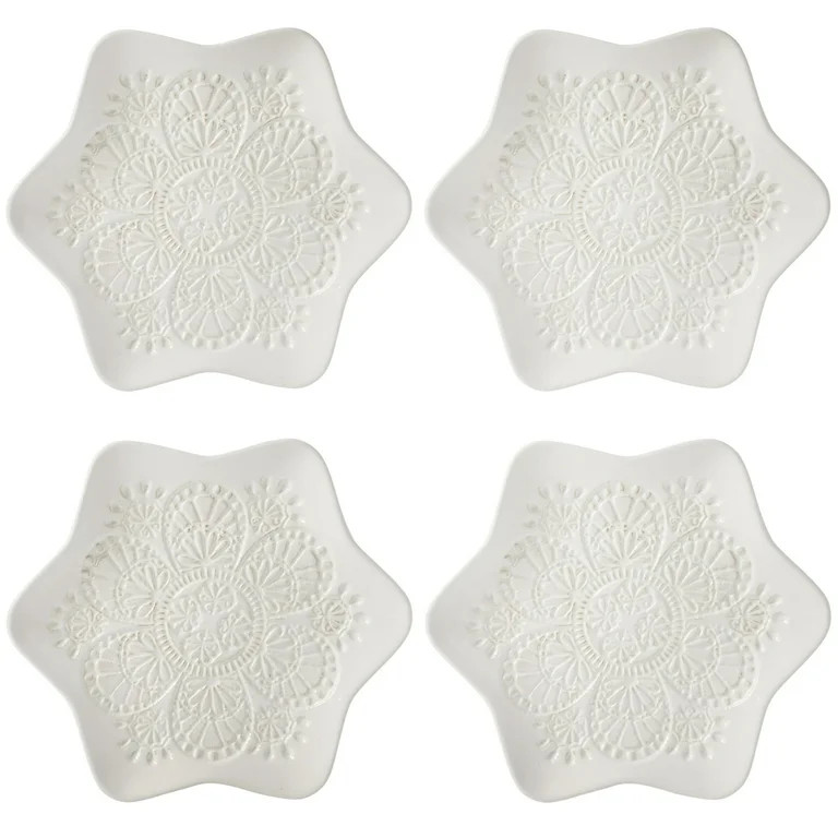 The Pioneer Woman Vintage Lace Snowflake Appetizer Plates, White, 8.5 in, 4-Pack - Walmart.com | Walmart (US)