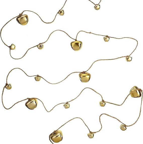 Christmas Jingle Bell Hanging String Gold Finish Metal Garlands Polished Decorative Hanging Bell ... | Amazon (US)