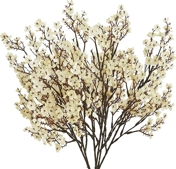 Mandy's 6 Bundles Ivory Silk Babys Breath Artificial Fall Fake Flowers Gypsophila Bouquet 18.7" f... | Amazon (US)