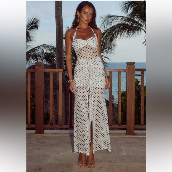Runaway The Label Tallula Maxi Dress – White Polka, Size Medium, NWT | Poshmark