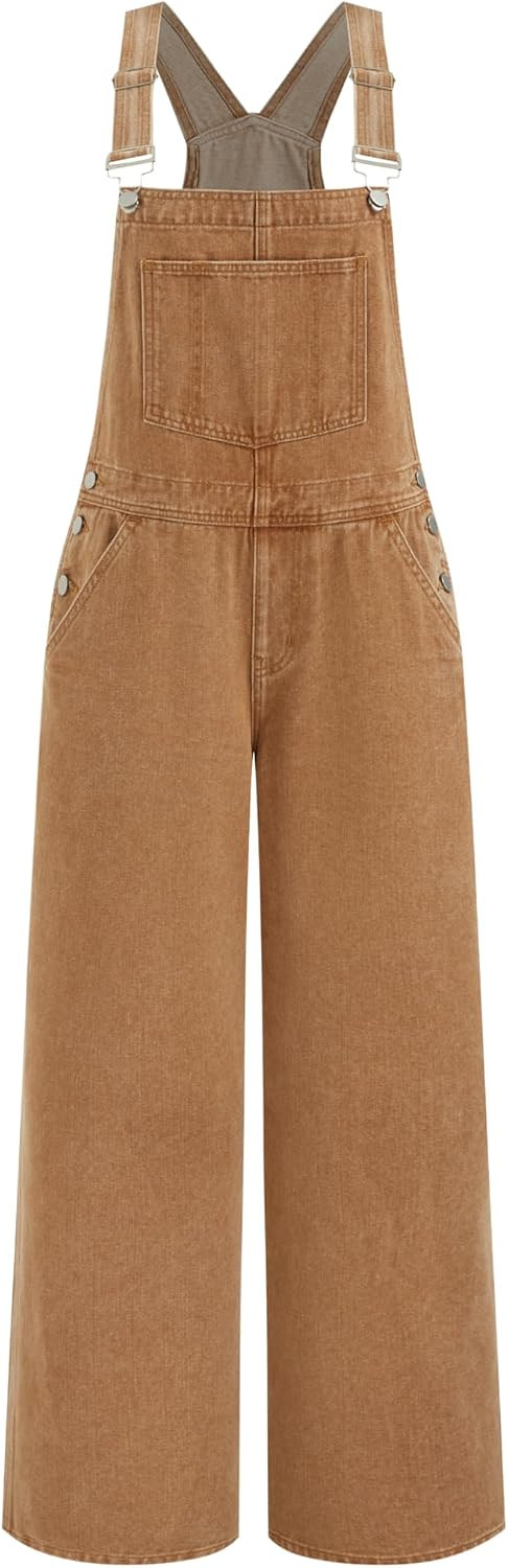 CIDER Overalls for Women Leopard Pocket Buckle Up Wide Leg Jumpsuit | Amazon (US)