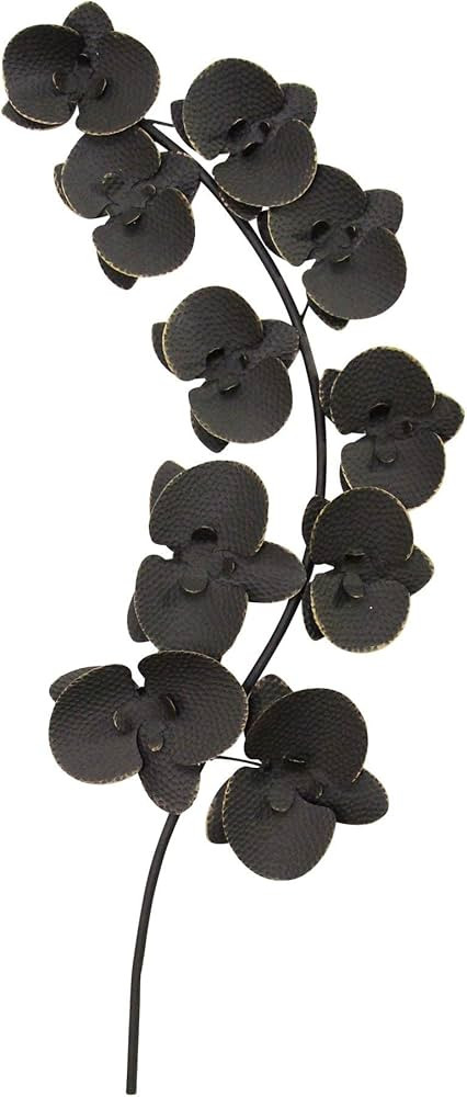 Stratton Home Décor Stratton Home Decor Matte Black and Gold Metal Orchids Wall Décor, 15.16 W ... | Amazon (US)