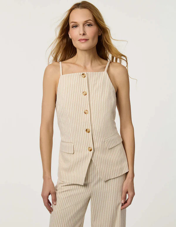 Striped Seersucker Waistcoat | Bernardo Fashions