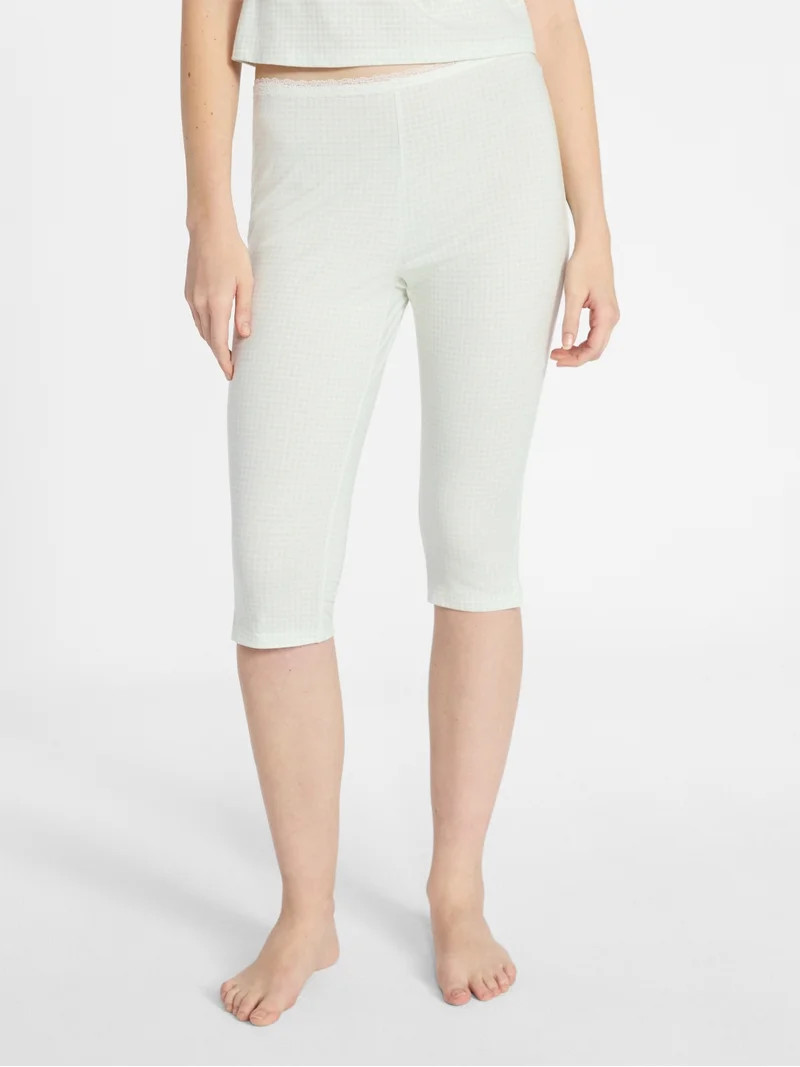 No Bounderies Womens Sleep Single Jersey Lace Capri Size XS-XXL | Walmart (US)