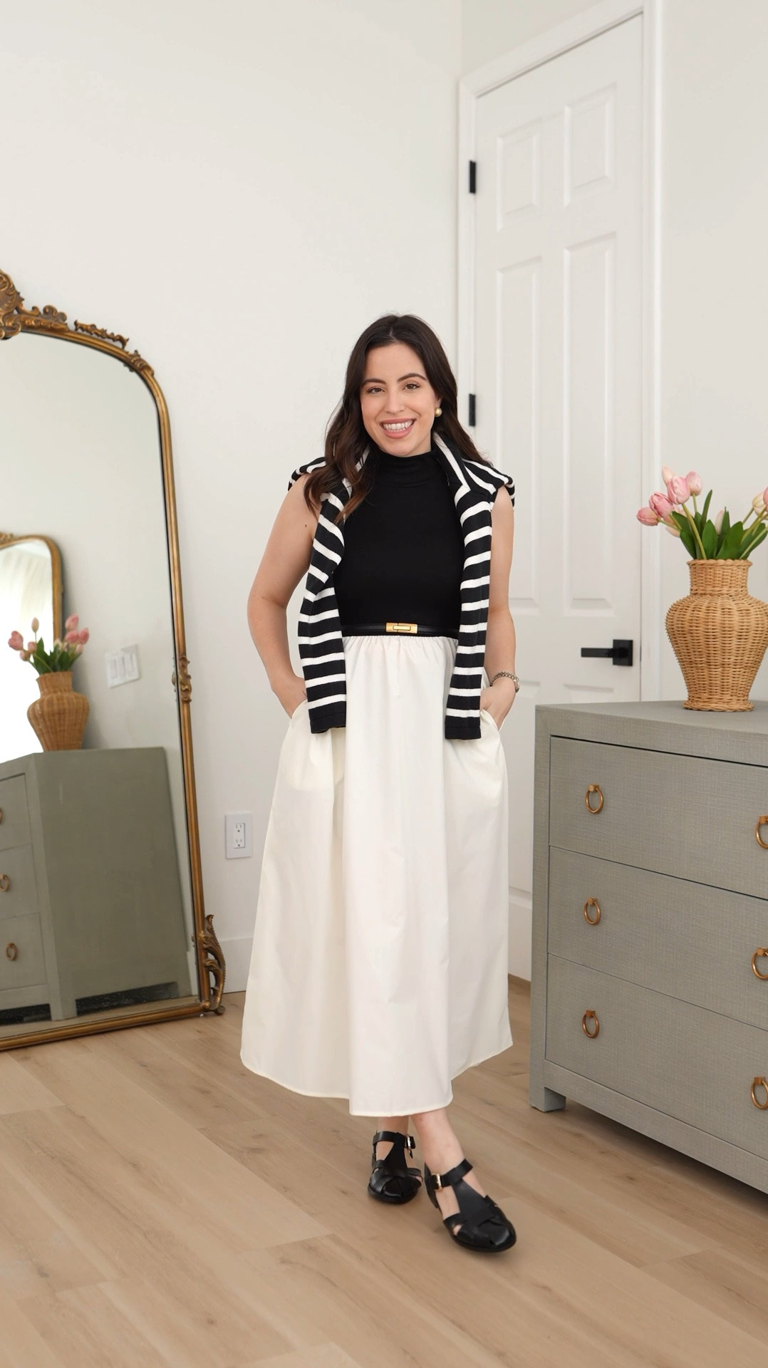 The most perfect affordable dress! Dress, belt, and sunnies are Amazon find that I have in multiple colors and LOVE!! Linked a similar shoe as well. The dress runs true to size and it’s very flattering with or without a baby bump! 
#maternityoutfit #petitefashion #classiclook #vacationstyle

#LTKSeasonal #LTKStyleTip #LTKShoeCrush