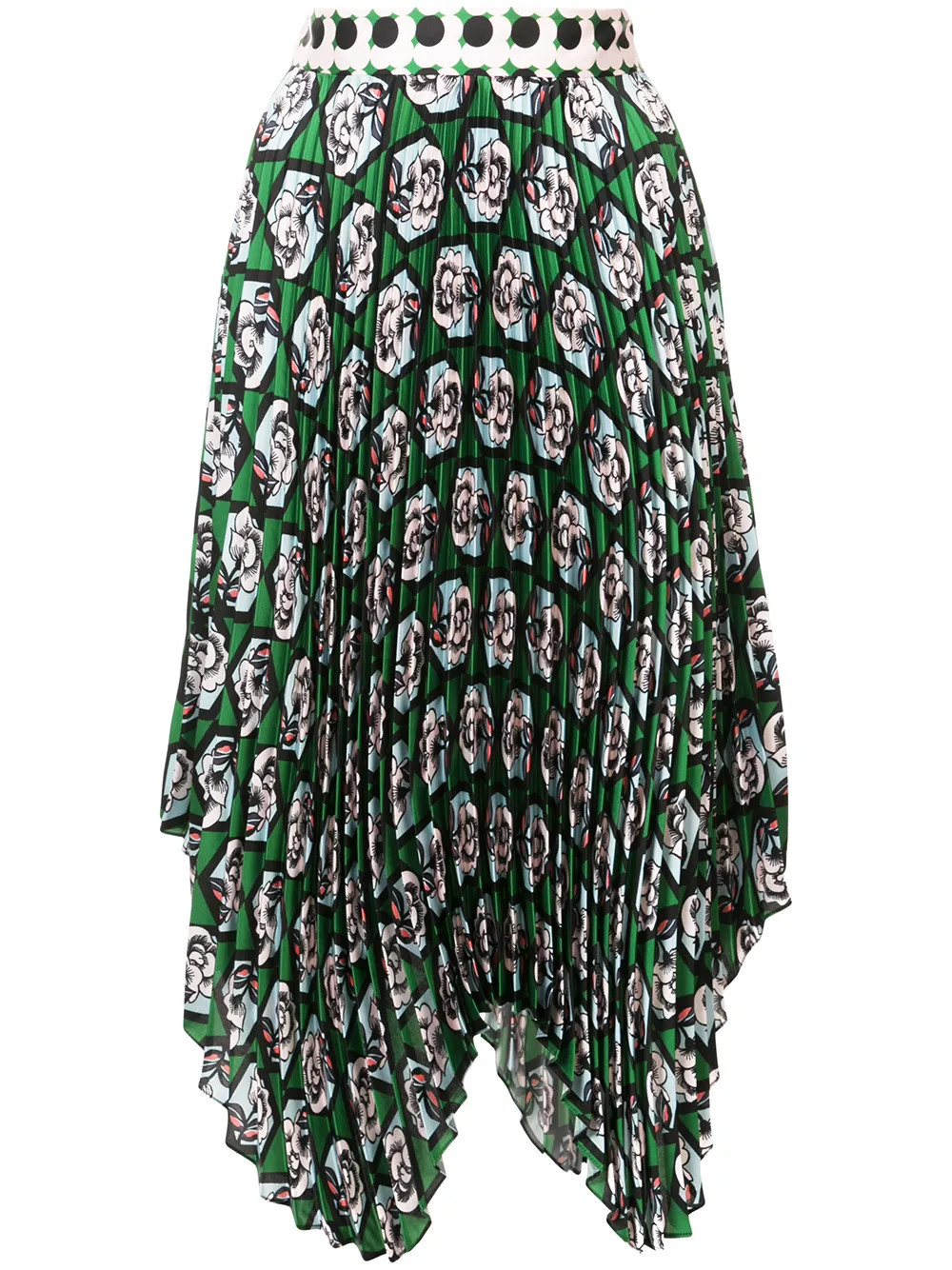 Milly rose print pleated skirt - Green | FarFetch US