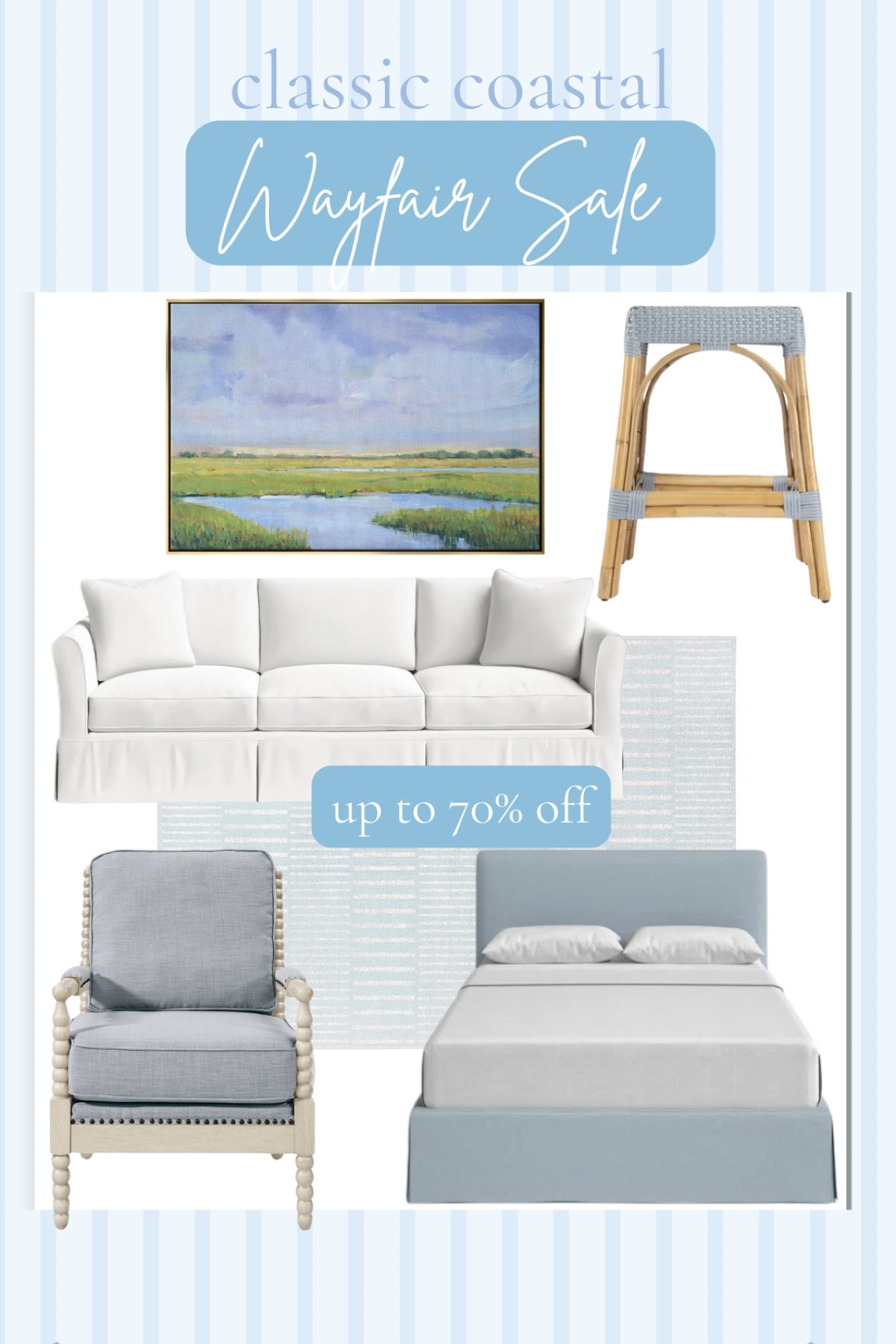 Classic coastal home on sale | beds counter stools  | sofas | blue & white

#LTKHome #LTKxWayfair #LTKSaleAlert