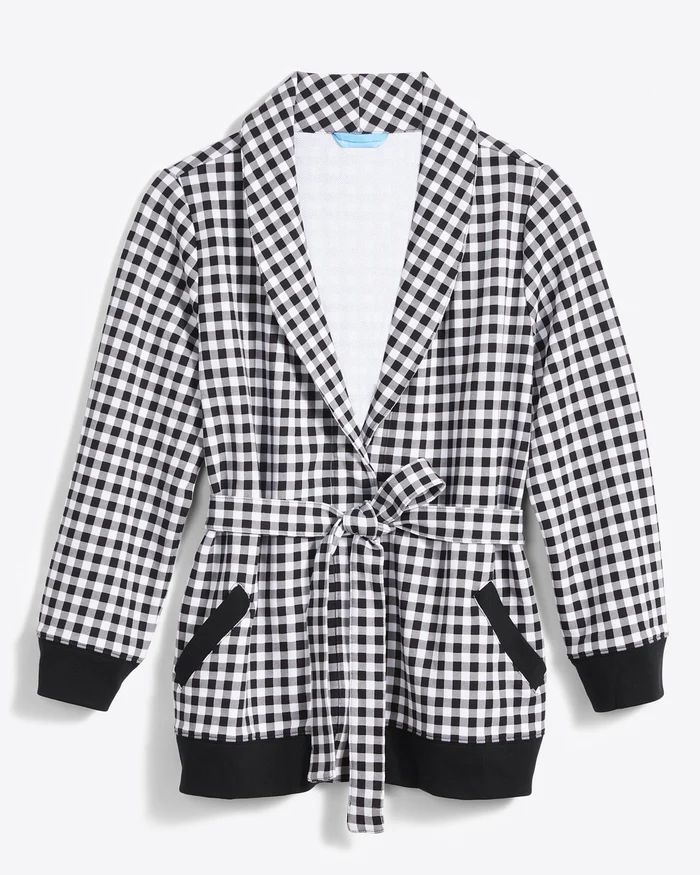 Natalie Belted Cardigan in Black Gingham | Draper James (US)