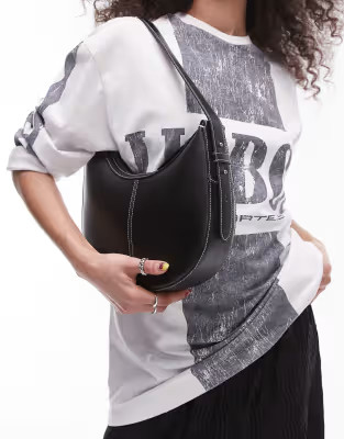 Topshop Samina asymmetric scoop shoulder bag in black | ASOS (Global)