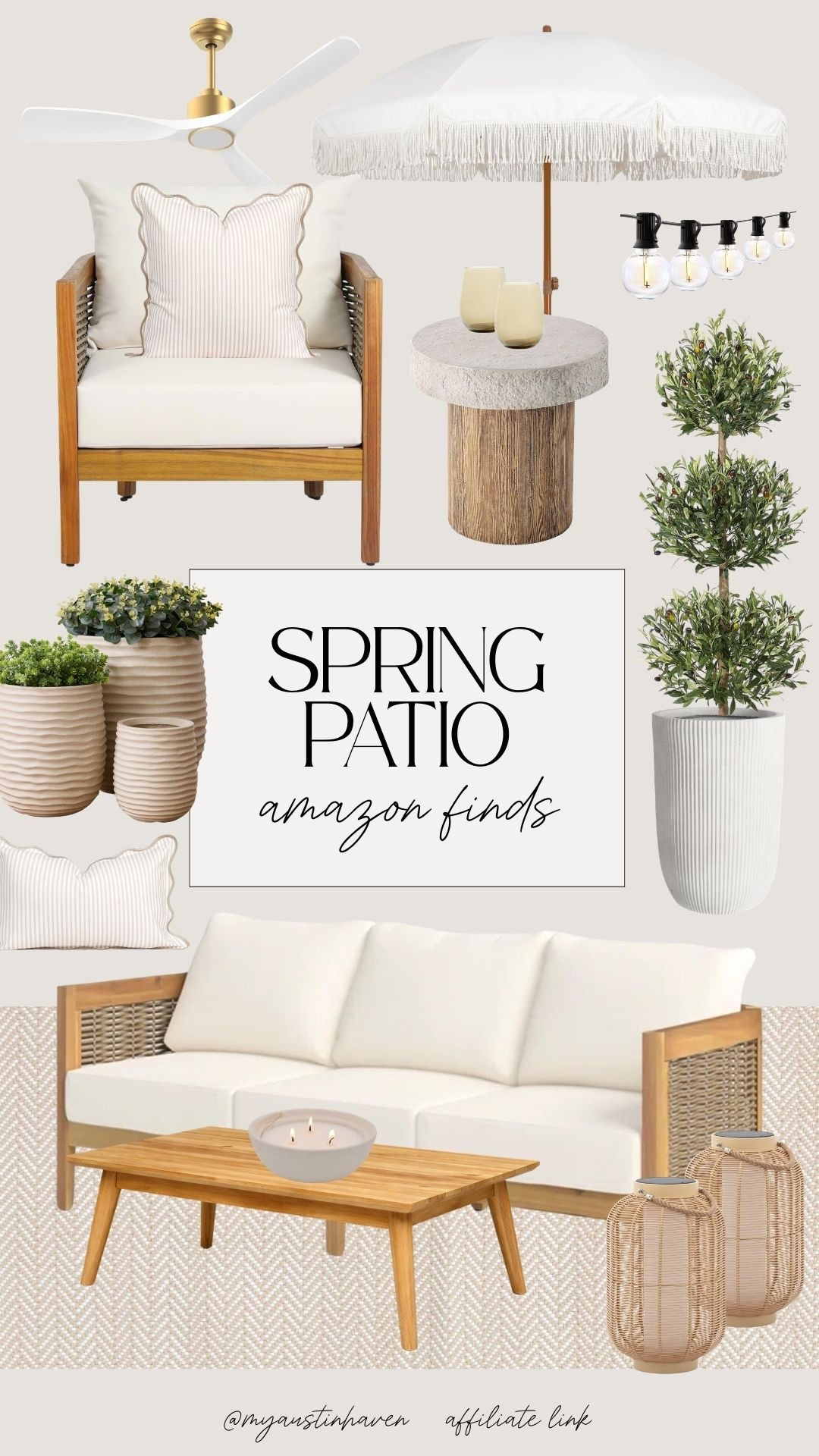 Refreshing the patio for spring. ☀️ Neutral textures, cozy seating and timeless pieces for your dream outdoor space.

Amazon patio furniture, spring patio decor, outdoor furniture neutral, patio styling ideas, outdoor living space, backyard decor ideas, neutral outdoor aesthetic, woven outdoor chair, patio sofa set, outdoor side table, striped outdoor pillow, patio umbrella fringe, outdoor string lights, potted plants outdoor, modern organic patio, cozy outdoor space, porch decor ideas, affordable patio finds, outdoor rug neutral, spring outdoor refresh 

 

#LTKSeasonal #LTKHome #LTKdayinmylife