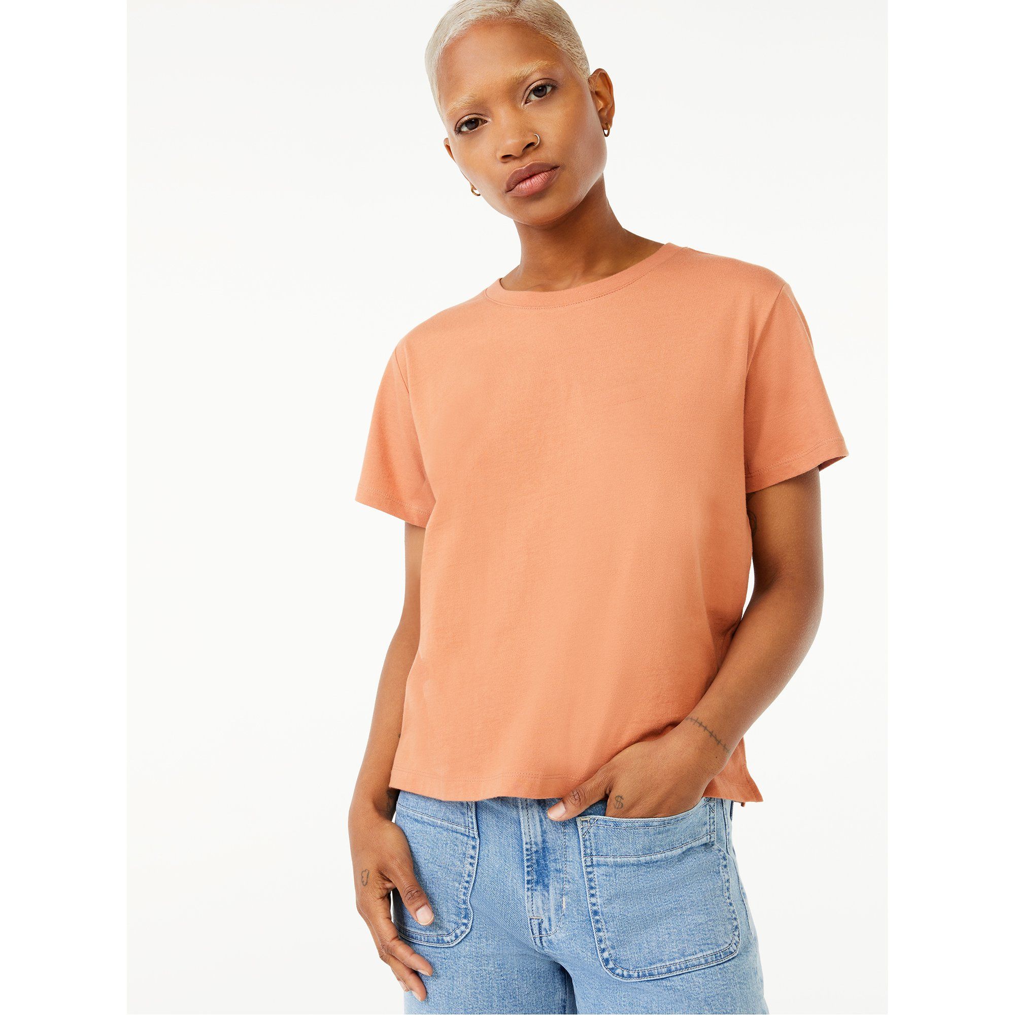 Free Assembly Women’s Short Sleeve Crop Box T-Shirt | Walmart (US)