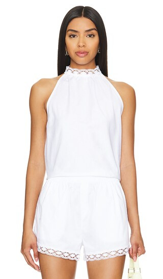 Pizzo Backless Top in White | Revolve Clothing (Global)