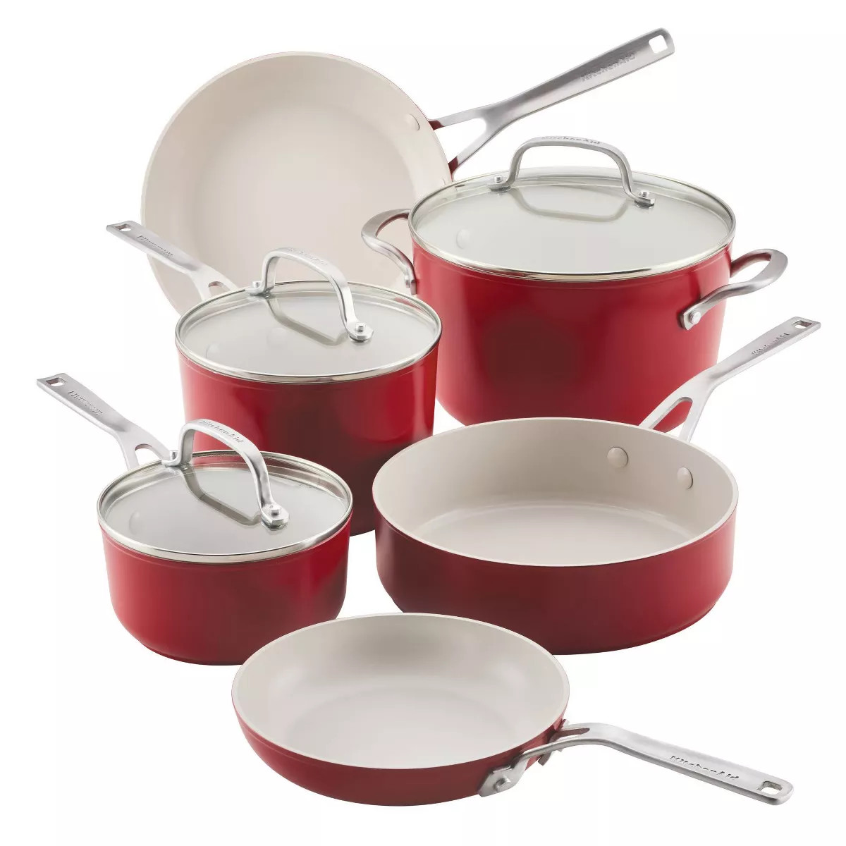 KitchenAid 9pc Ceramic Forged Aluminum Nonstick Cookware Set | Target