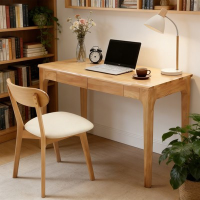 ORRD Solid Wood Desk with Drawers Small Space Home Office Computer Table Mid Century Modern Writing Desk Study Bedroom Living Room Natural Wood | Target