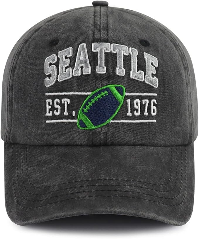 Embroidered City Football Hat for Men Women, Adjustable Unisex Cotton Fans Baseball Cap | Amazon (US)