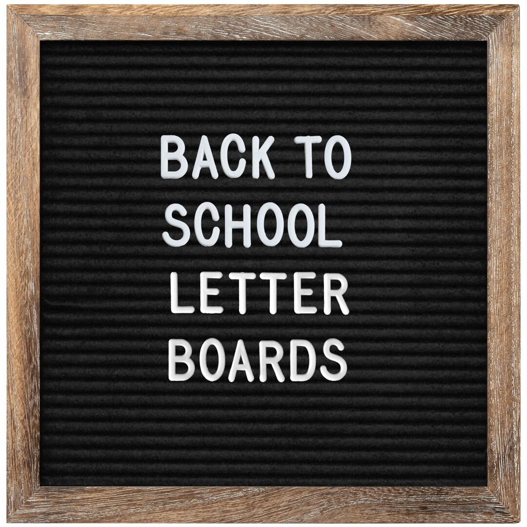 Felt Letter Board Set With Farmhouse Rustic Wood Frame 10x10 Black With Brown Frame - Etsy | Etsy (US)