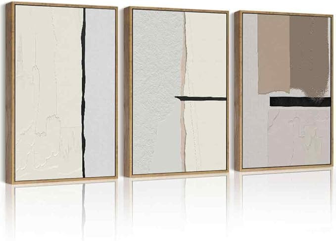 Drsoum Morden Abstract Wall Art Framed Neutral Beige Mid Century Textured Prints Minimalist Artwo... | Amazon (US)