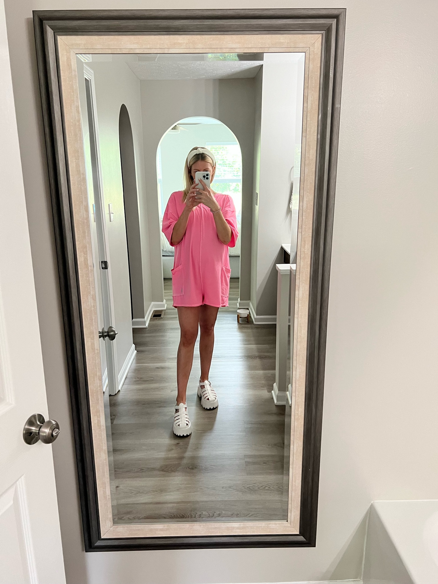 This pink is out of stock, but lots of other cute colors to check out! Wearing size xs

Romper
Onesie
Oversized
Tee
Platform sandals
Hot shot
Free people

#LTKBump #LTKShoeCrush #LTKFindsUnder100
