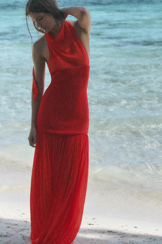 COMBINATION HALTER VOLUME DRESS | Zara US