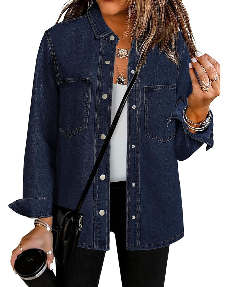 luvamia Denim Jackets for Women Trendy Long Sleeve Jean Jacket Casual Button Down Western Flat Po... | Amazon (US)