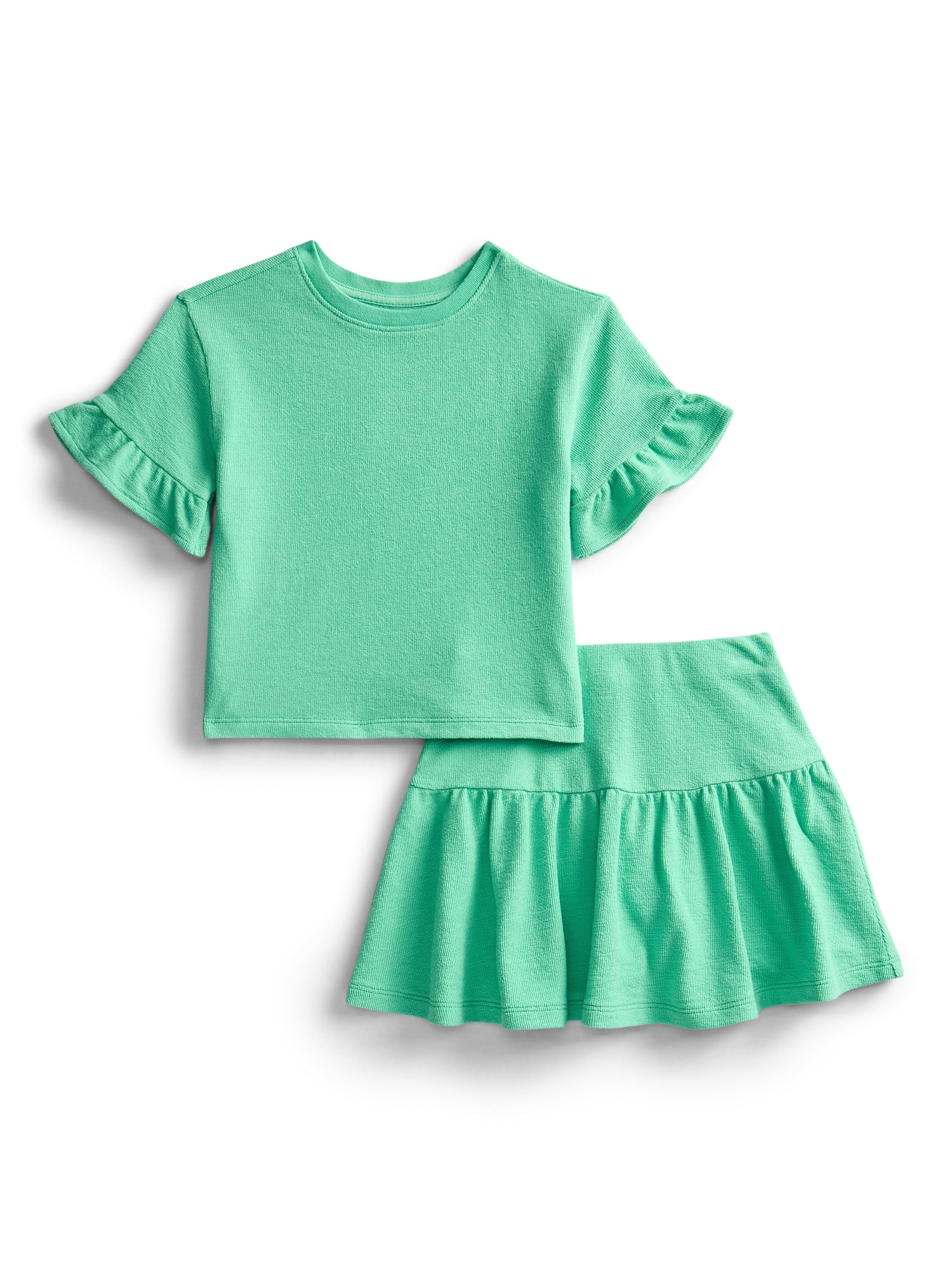 Wonder Nation Girls Ruffle Tee and Scooter Skirt Outfit Set, 2-Piece, Sizes 4-10 | Walmart (US)