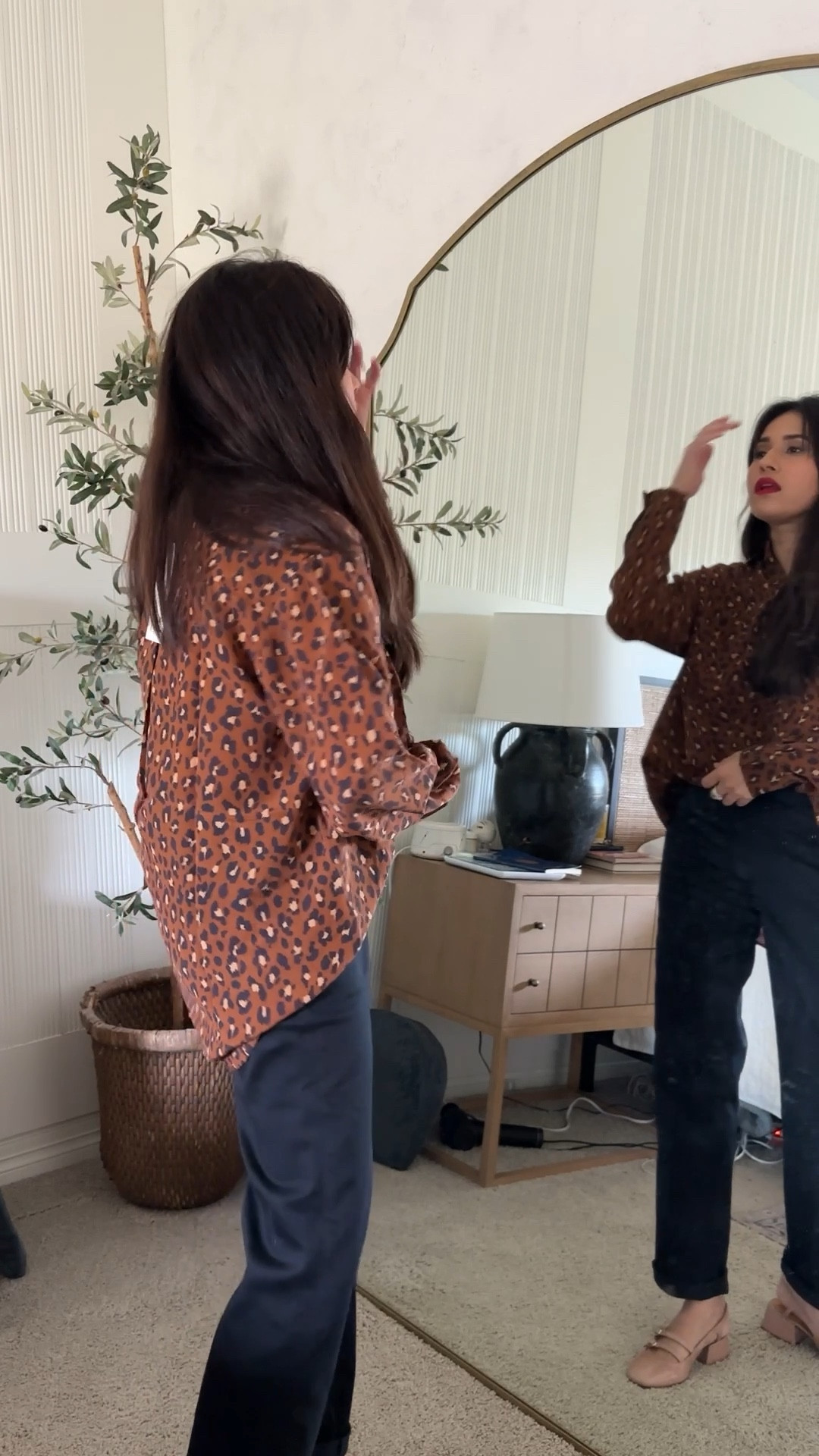 Sezane fall outfit try on -can’t decide if I want to keep the first one or not! Leopard print blouse, cherry red striped top, lacey blue top

#LTKstyletip #LTKworkwear #LTKfindsunder100