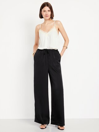 High-Waisted Satin Wide-Leg Pants | Old Navy (US)